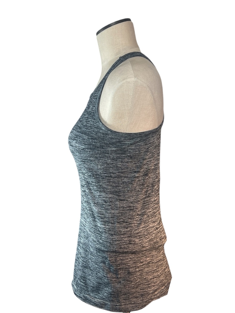 Athleta Womens Renew Racerback Ribbed Tank Top in Gray /Black Space Dye Workout - Picture 3 of 5